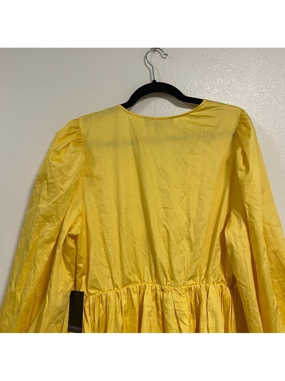 Eloquii Dress Women’s Size 16 Yellow Bubble hem Puff Sleeve Mini Dress NWT - Picture 8 of 15